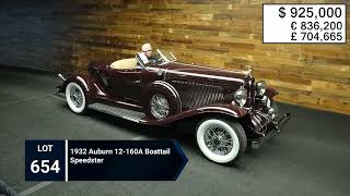 1932 Auburn 12160A Boattail Speedster  SOLD  1022500 at the Auburn Auction 2024 [upl. by Procora]