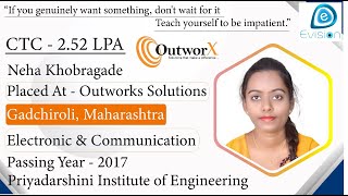 Congrats Neha  Selected in OutworX  252 LPA Electronics Engineer PoY 2017 Nagpur Maharashtra [upl. by Deidre]