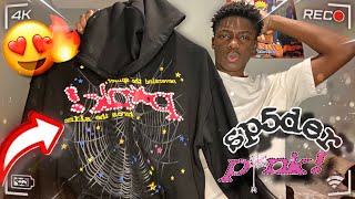 My Latest Pickup Of 2024🔥  Sp5der Worldwide ‘Pink’ Black Web Hoodie Unboxing Review amp TryOn [upl. by Annayi]