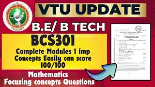 BCS301 Module 1 Mathematics Important concepts notes vtu importantquestions [upl. by Petigny]