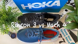 Hoka Rincon 3 vs Hoka Mach 4  Daily Trainer Running Shoe Comparison [upl. by Boffa470]