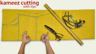 LADIES KAMEEZ CUTTING WITH TIPS  PRO TAILOR STYLE CUTTING [upl. by Horwitz]