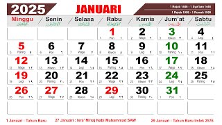 KALENDER TAHUN 2025 LENGKAP DENGAN HARI LIBUR NASIONAL [upl. by Anyek]