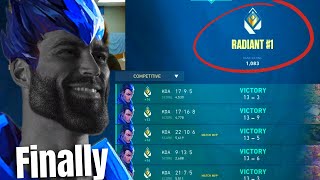 I Hit RANK 1 RADIANT in VALORANT YORU SOLO QUEUE [upl. by Adnilev]