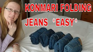 How to fold jeans EASY using Marie Kondos konmari method fold jeans just by adding 2 steps [upl. by Marissa]