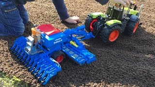 BRUDER Toy TRACTORS and Lemken Solitair 9 Seeder REVIEWAction [upl. by Islaen]