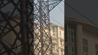 yah Banda Hightension line per chadh Gaya hai upar chadhkar dance bhi kar raha hai Noida 78 sector [upl. by Rosalynd]