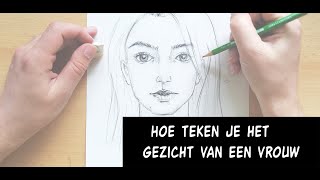 Hoe teken je het gezicht van een vrouw [upl. by Anahsohs183]