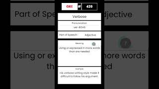 GRE Vocabulary builder for English 439 Word Verbose GRE English Vocabulary Shorts [upl. by Estel407]