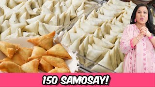 Making 150 Samosay for Iftar Tips amp Folding Technique Keema Samosa Recipe for Ramadan 2024  RKK [upl. by Murielle]