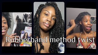 Rubber band method twists  Knotless twists  diy protective hairstyles  brown hair black hair [upl. by Salbu]