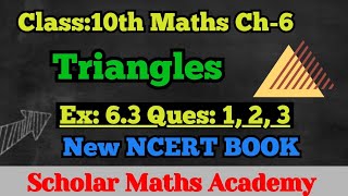 Class 10th Maths Ch6 Triangles Ex63 Question 1 2 3 New NCERT Book [upl. by Valleau]