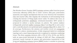 An Orthogonally Polarized Multibeam Rectenna System to Imitate Isotropic DC Pattern for Orientation [upl. by Hofmann146]