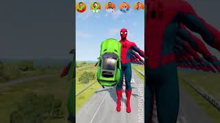 CR7 vs Messi vs Mbappe vs Neymar vs Spiderman beamngdrive shorts footballplayer cars [upl. by Electra]