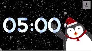 5 Minute Countdown Timer  Christmas Penguin  Holiday Music [upl. by Hardigg]