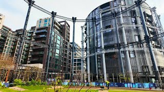 4K Kings Cross  Gasholder Park  Coal Drops Yard  London Walk [upl. by Lareneg]