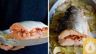 SALMÓN relleno al HORNO  La CENA perfecta para NOCHEVIEJA  Las María Cocinillas [upl. by Giorgia]