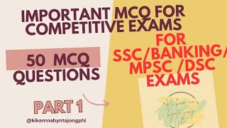 Important MCQ part 1 [upl. by Aneehsit]