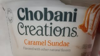 Chobani Creations Caramel Sundae Greek Yogurt 101624 [upl. by Eceirehs577]