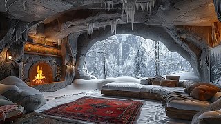 Winter Cave with Wind Sounds and a Crackling Fireplace ❄️The Ultimate for Deep Sleep amp Stress Relief [upl. by Sion418]