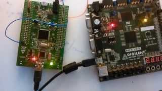 UART communication between STM32F407 transmitter and Digilent Nexys 2 receiver [upl. by Eidroj]