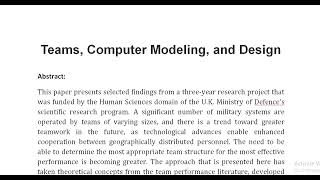 Teams Computer Modeling and Design [upl. by Nylidam]