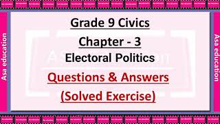 Ch 3 Electrol Politics Civics Grade 9 CBSE Solved Exercise with Hindi explanation [upl. by Notna]