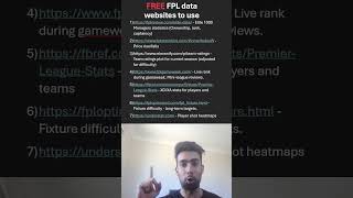 FPL FREE Data Websites to BECOME A BETTER FPL MANAGER fpl premierleague football [upl. by Ibor]