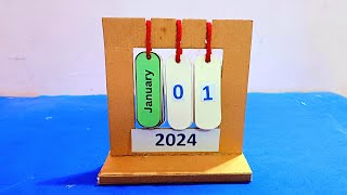 How to make New Year 2024 Desk Calendar  DIY Calendar 2024 New year craft  Handmade Desk Calendar [upl. by Dede1]