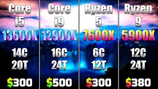 Core i5 13600K vs Core i9 12900K vs Ryzen 5 7600X vs Ryzen 9 5900X  RTX 4090 24GB [upl. by Annahsar883]