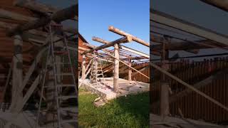 Рождение навеса Postampbeam woodworking carport postandbeam wood diy [upl. by Aihselat]