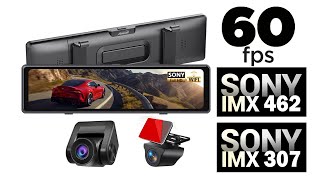 60fps Mirror Dash Cam with External SONY IMX 462 and SONY IMX 307 Sensor1126inch Adinkam V282CHN [upl. by Aicel]