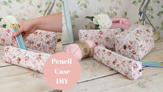 How to sew a zipped pencil casebox pouch Back to school DIY [upl. by Anilemrac]