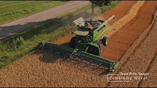 Combining Wheat in Central Ontario Canada johndeere farming harvesting relaxing wheat [upl. by Aridan]