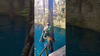 Cenote swinging at Cenote Oxman VALLADOLID CENOTE TOUR [upl. by Jamison981]