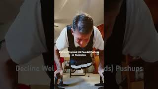 thegooch declineweightedpushups 22poundparallettepushups 65yearold22pounddeclinepushups funcore [upl. by Leumas]