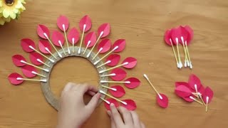 Beautiful Wall Hanging Using Cotton Earbuds Easy Paper Crafts For Home Decoration DIY Wall Hanging [upl. by Summer570]