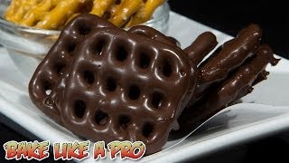 Dipped Dark Chocolate Waffle Pretzels Recipe [upl. by Ynafit403]