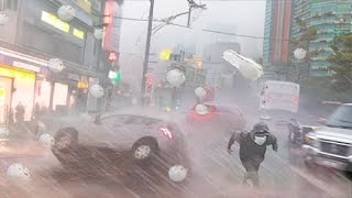 Tokyo Today Storm and 6inch hail hit homes and cars in Hachioji Japan wind 150 kmh [upl. by Nixon]