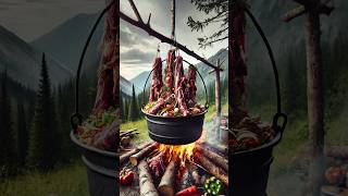 Beef Tails in a Cauldron on the Fire Tender Stew Cooking Recipe shorts beef food village short [upl. by Kennan789]