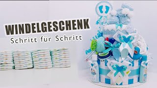 DIY Windelgeschenk  Schritt für Schritt Bastelnanleitung  Windeltorte selber machen  Diaper Cake [upl. by Sessler]