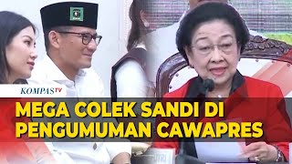 Senyum Sandiaga Uno saat Dicolek Megawati di Pengumuman Cawapres Ganjar [upl. by Hareehat]