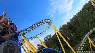 Dwervelwind spinning roller coaster at Toverland in The Netherlands POV of a Mack Rides thrill ride [upl. by Attenrev]