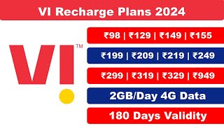 Vi Recharge plans 2024  Vi best prepaid recharge plans  Vi uI calling amp data plans amp offers 2024 [upl. by Mines]