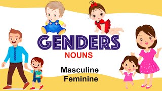 GENDERS  English Grammar Nouns Grade 1 amp 2  Learn Masculine amp Feminine Genders with Pictures [upl. by Einahpets]