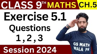 Class 9 math chapter 5 exercise 51 Q123  maths class 9 ex 51  GS Math Wala PK [upl. by Tyra]