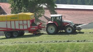 Grasernte 2019 2 Schnitt Gras Laden mit Steyrer CVT 6150 und Pöttinger Europrofi John Deere Steyre [upl. by Ylrad198]