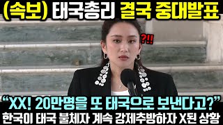 속보 태국총리 결국 중대발표 한국이 태국 불체자 계속 강제추방하자 X된 상황 [upl. by Yesnil243]