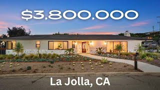 Touring 38M Single Story Home With Ocean Views in La Jolla CA  Home For Sale [upl. by Fredie]