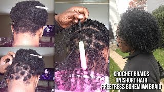 HOW TO  RUBBER BAND METHOD CROCHET BRAIDS ON VERY SHORT HAIR [upl. by Aicelav]